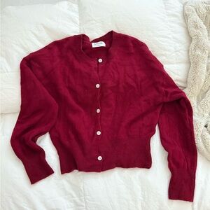 Parker Deep Red Button-Up Cardigan